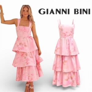 Gianni Bini Dress Women Tiered Pink Size 10 NWT